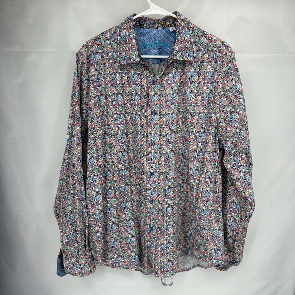 Robert Graham Men XL Abstract Button Up Shirt Colorful Long Sleeve Classic Fit